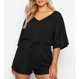 Black Ribbed Batwing Romper Size 12
